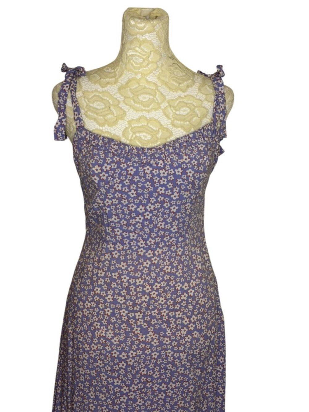 Auguste The Label Dean Gia Midi Dress Smocked Tie Shoulder Blue Floral 6 - Picture 3 of 8